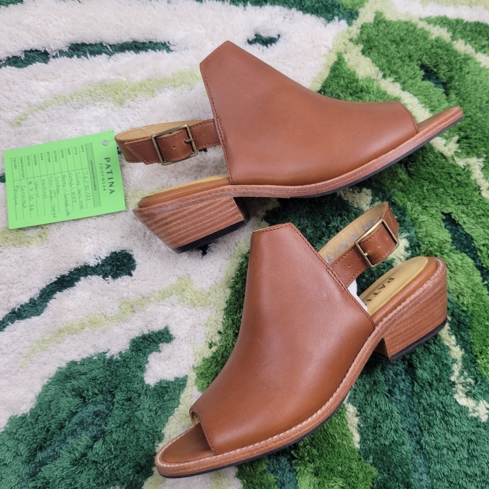 Portland Leather Goods Open Toe Sling Back Mule
